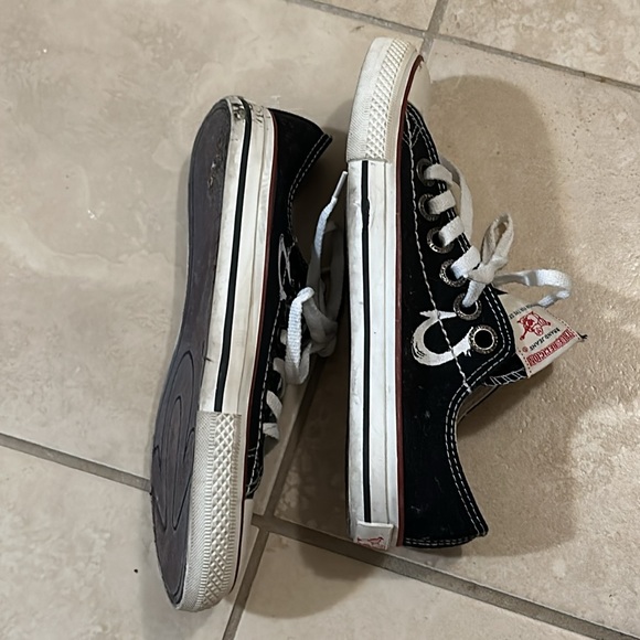 True Religion Black Canvas Low Top Sneakers Size 9 - Picture 11 of 12